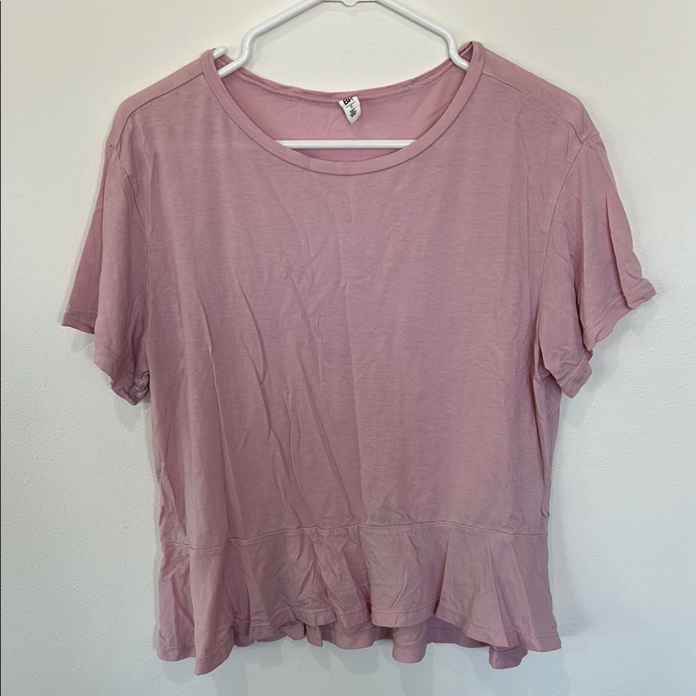 Women's Pink Ruffle Hem Top